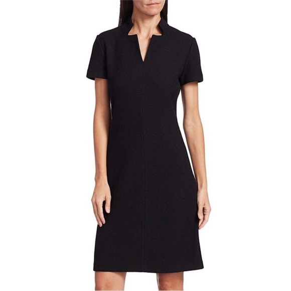 St. John Caviar Micro Boucle Knit Wool Blend Dress Black-8 - Picture 1 of 8